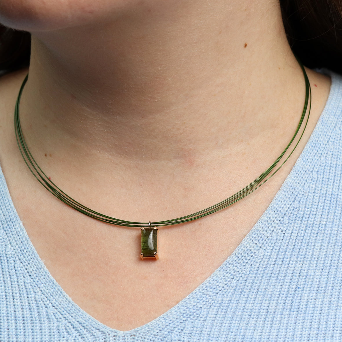 Anhänger grüner Turmalin in Roségold