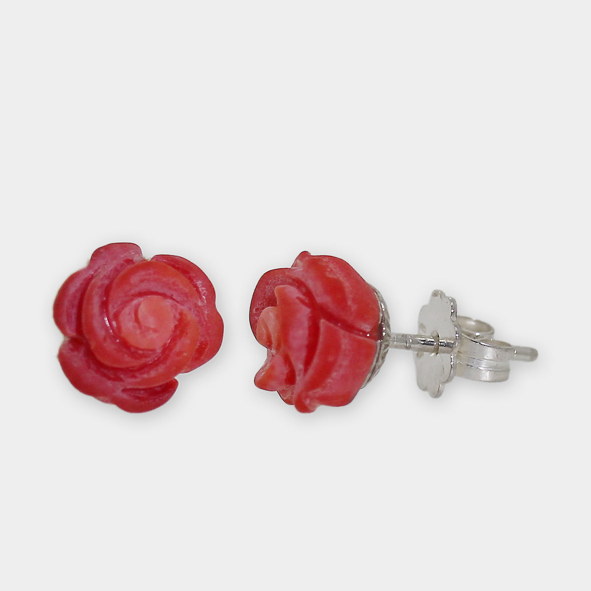 Silber Ohrstecker mit Korallenblumen, klein
