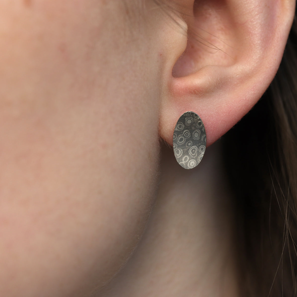 Mokume Gane Ohrstecker oval