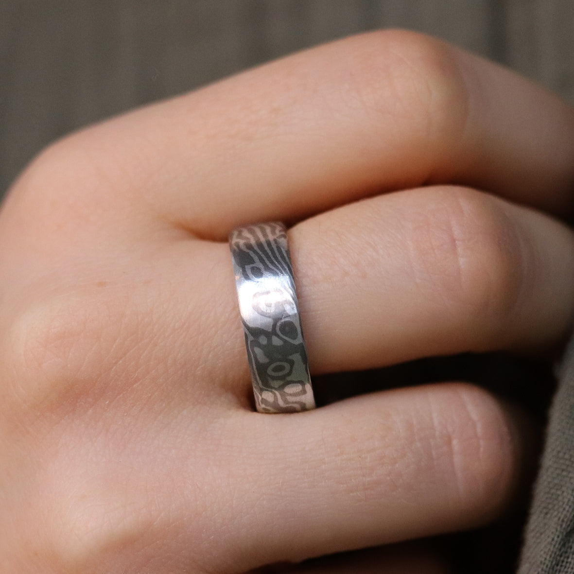 Mokume Gane Ring Linien und Augen