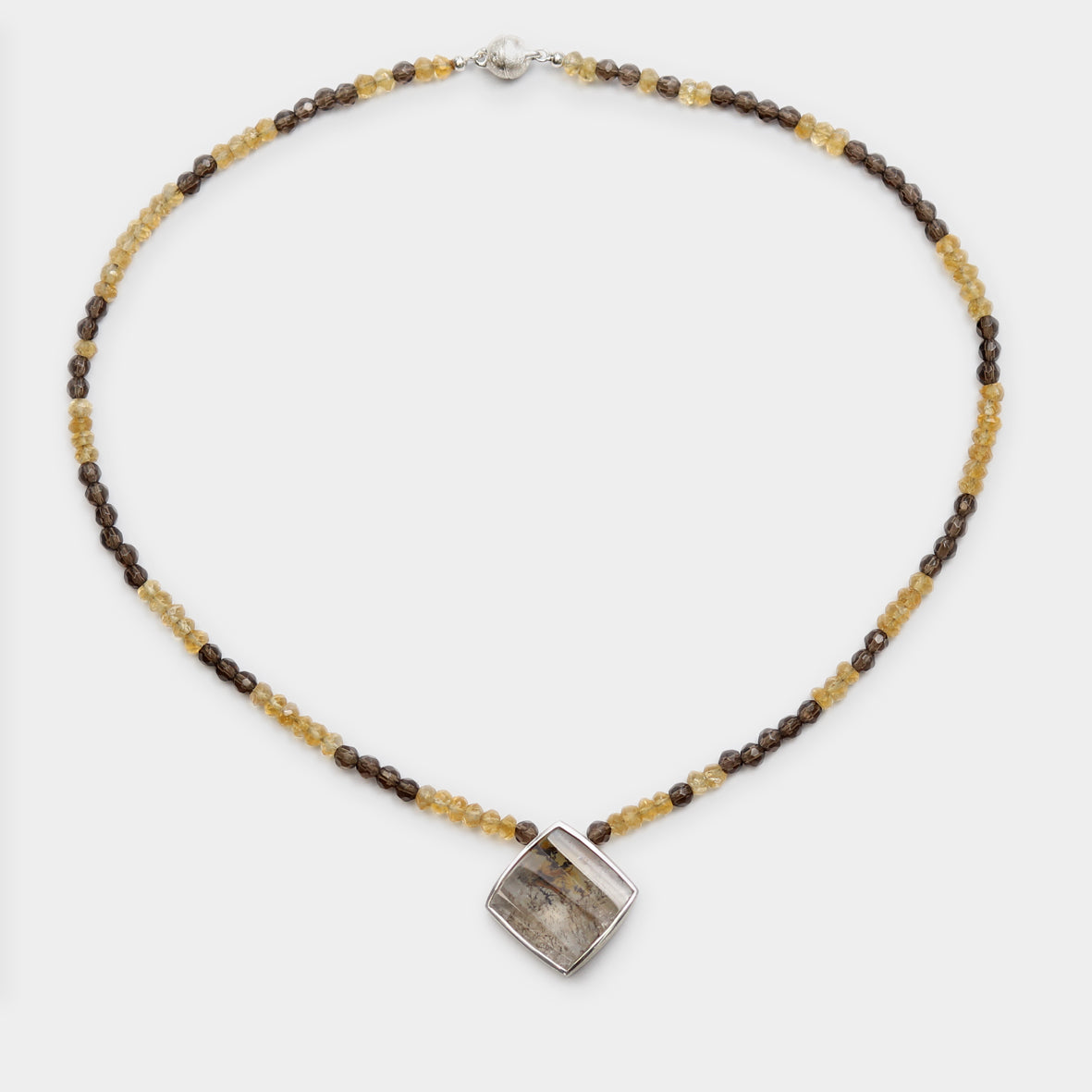 Citrin-Rauchquarz Kette mit Rutilquarz