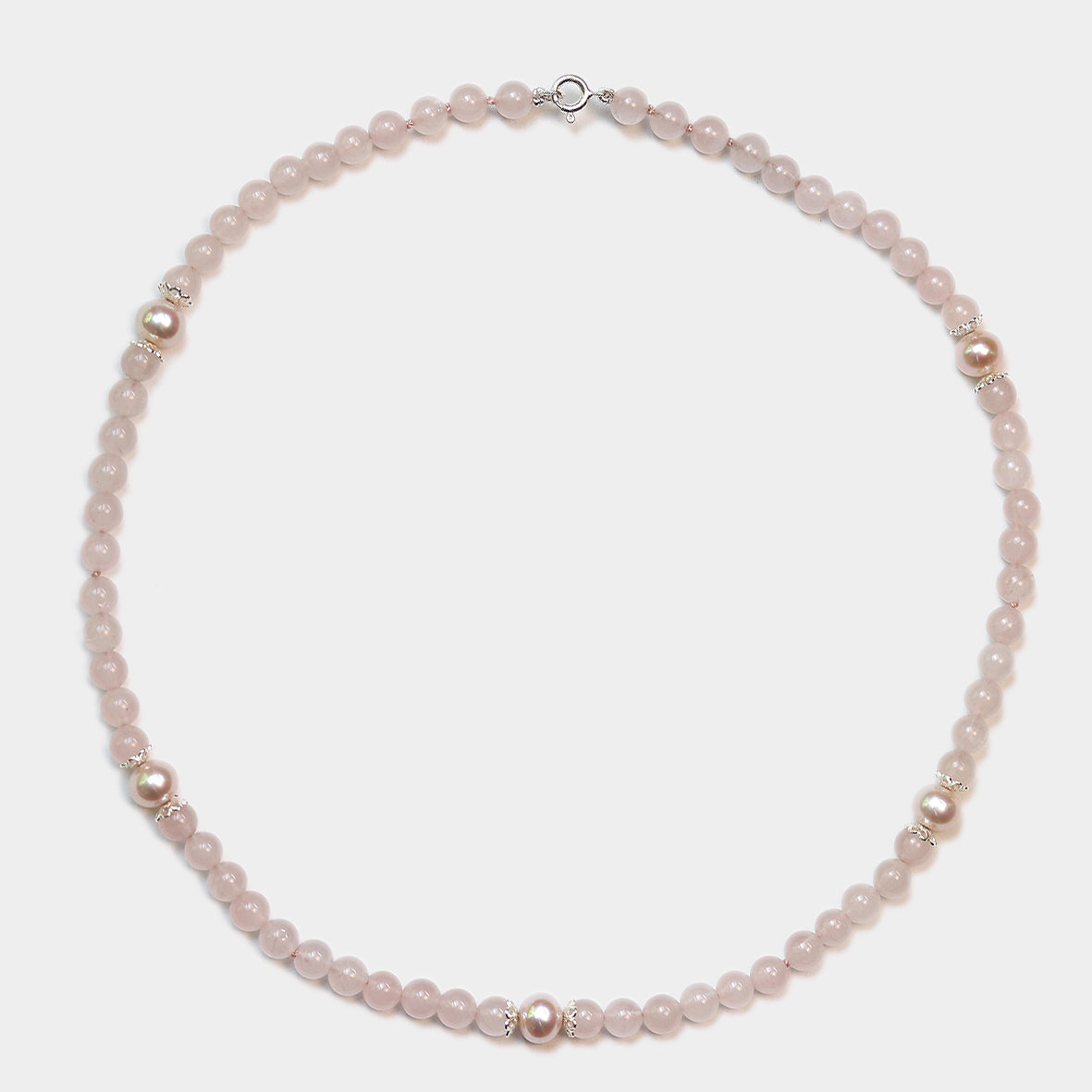 Rosenquarzkette mit Perlen
