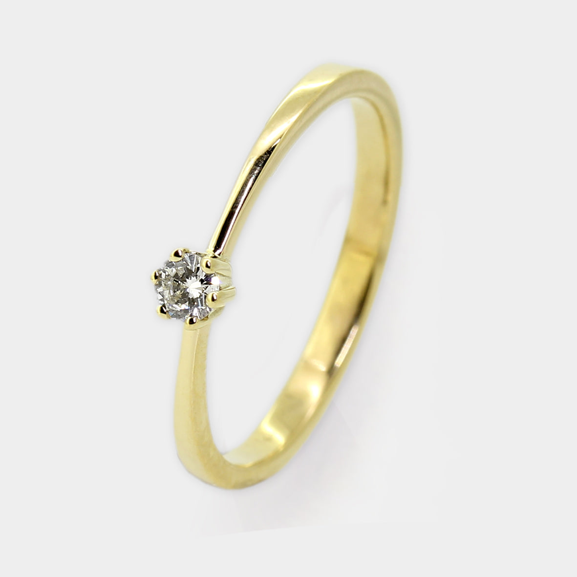 Gelbgold Brillantring mit Zungenschiene