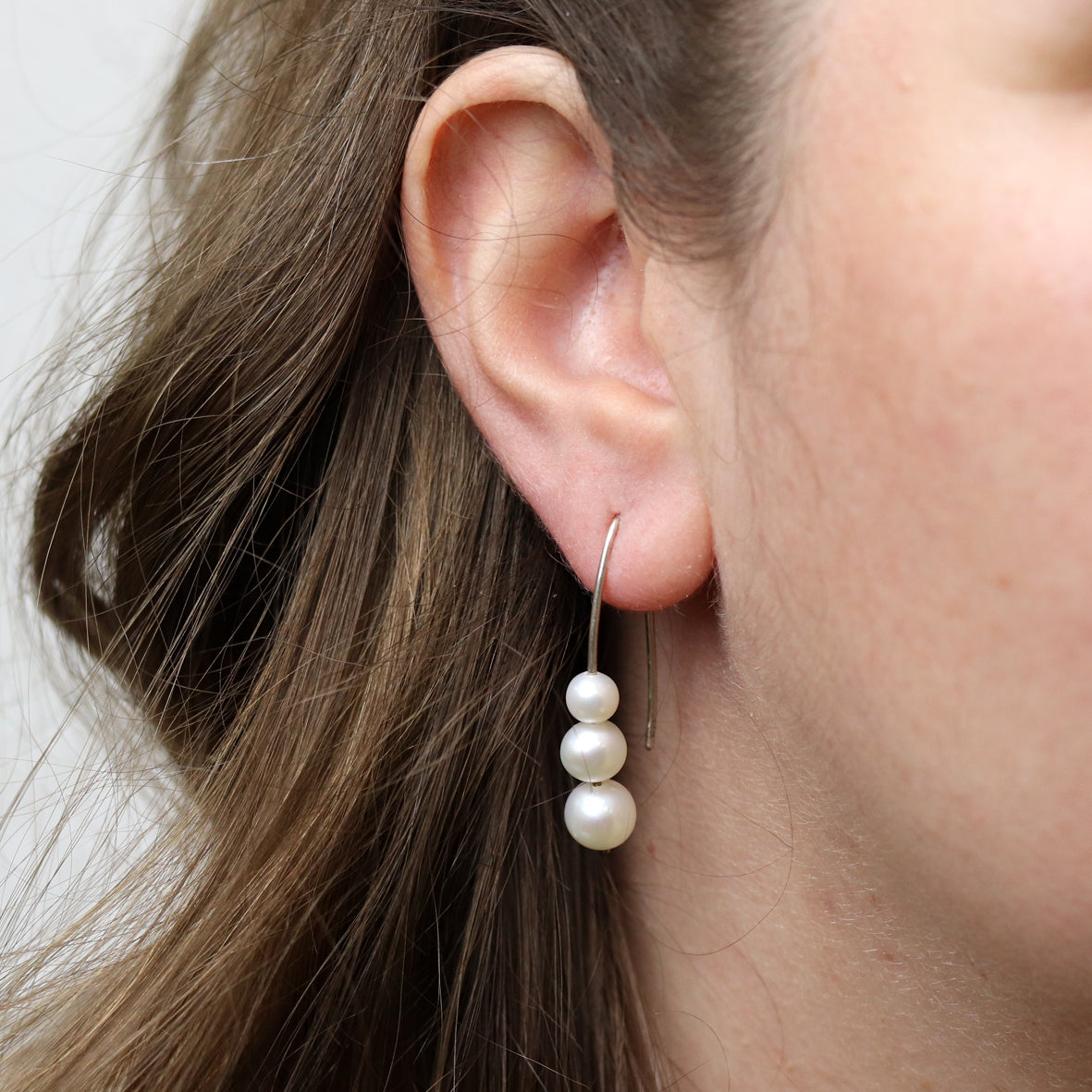 Perlohrhänger Silber mit je drei Perlen