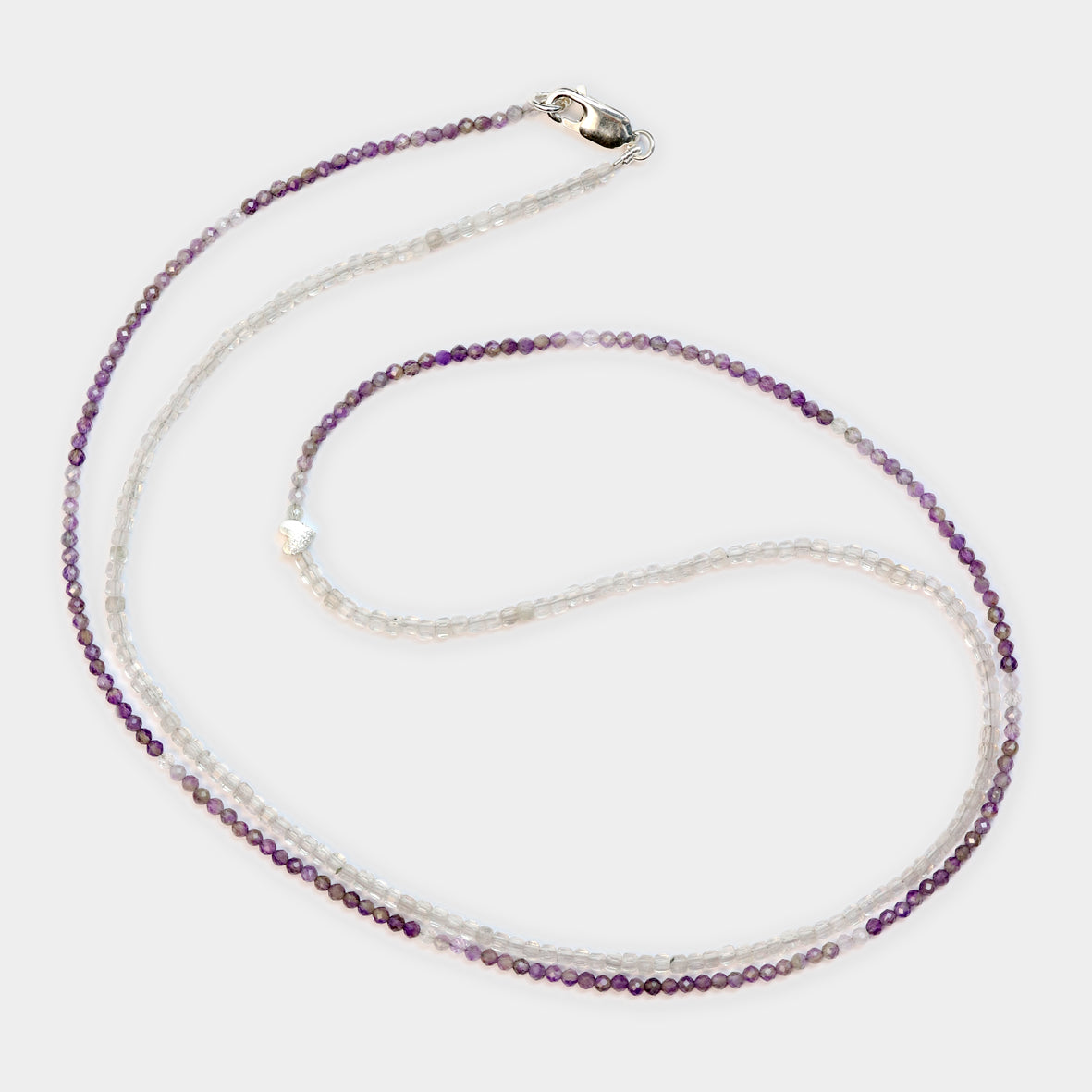 Lange Amethystkette mit Bergkristall