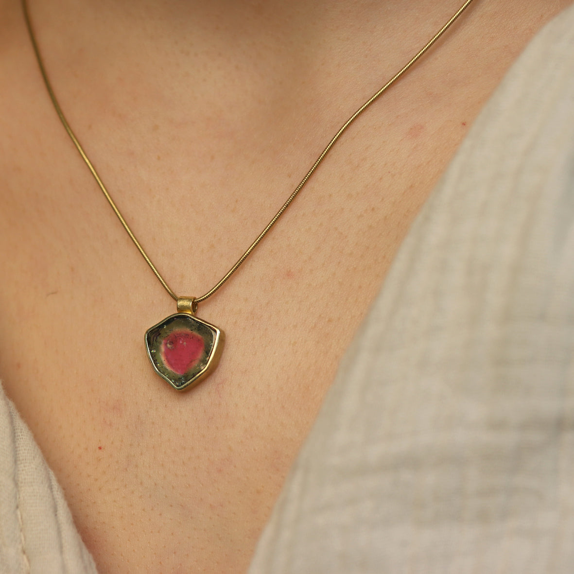 Wassermelon Turmalin Anhänger