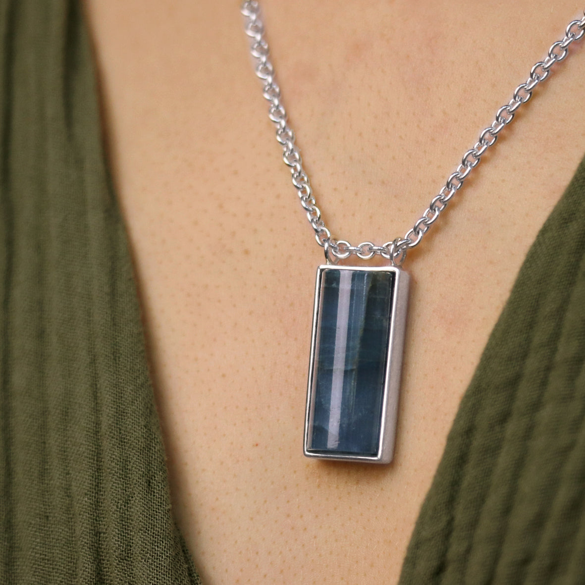 Anhänger rechteckiger Aquamarin