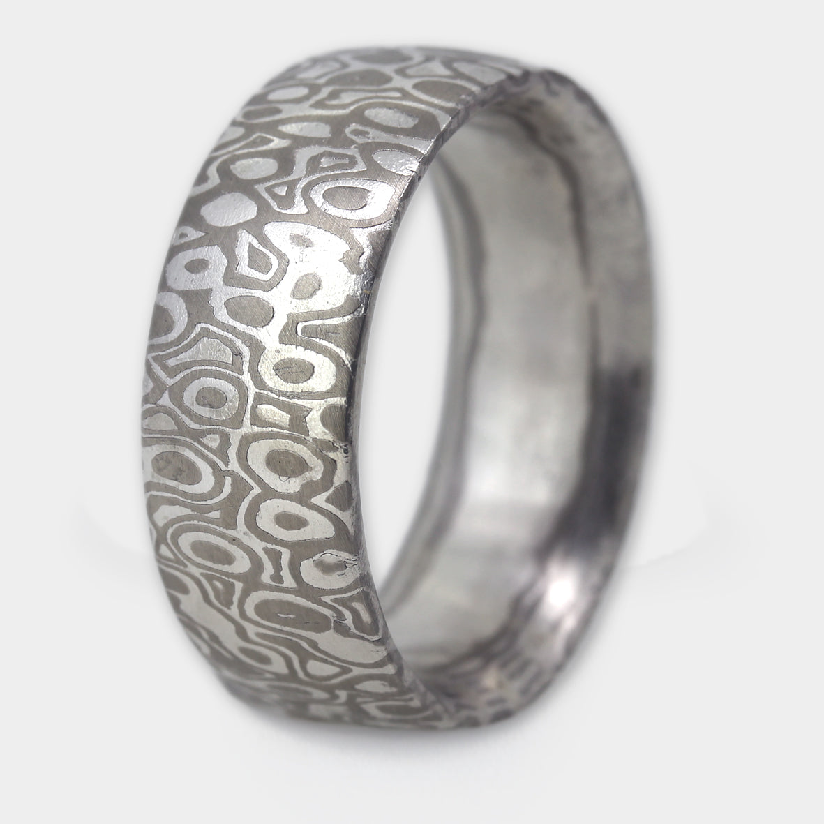 Mokume Gane Ring Holzaugenmuster groß