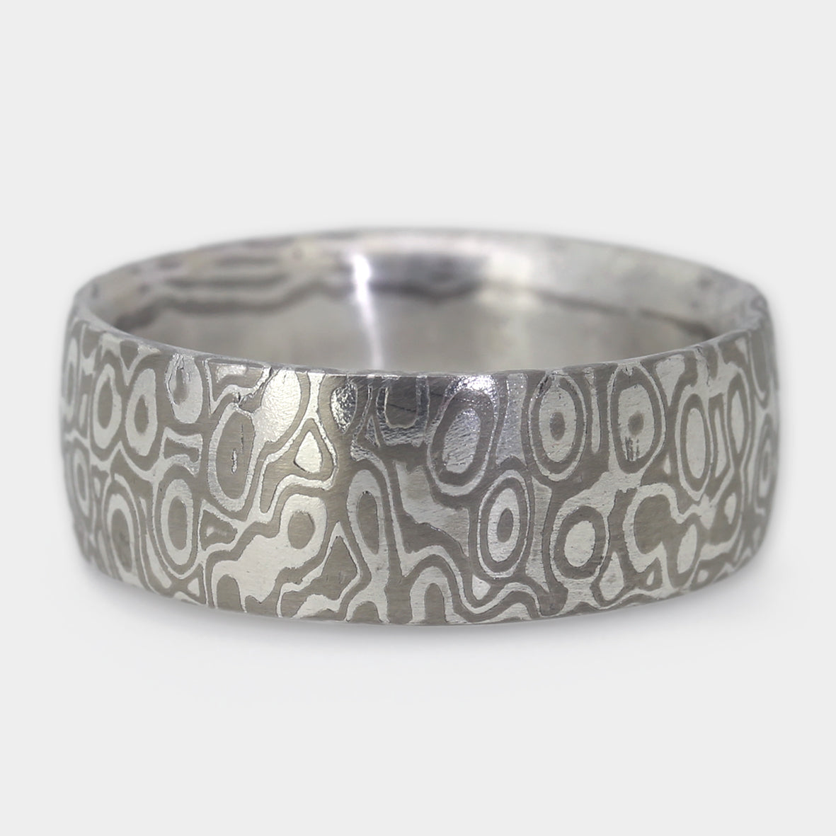 Mokume Gane Ring Holzaugenmuster geätzt