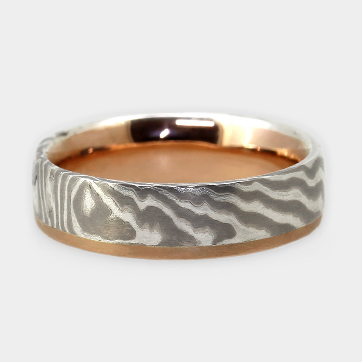 Mokume Gane Ring Augen und Linien mit Rotgold
