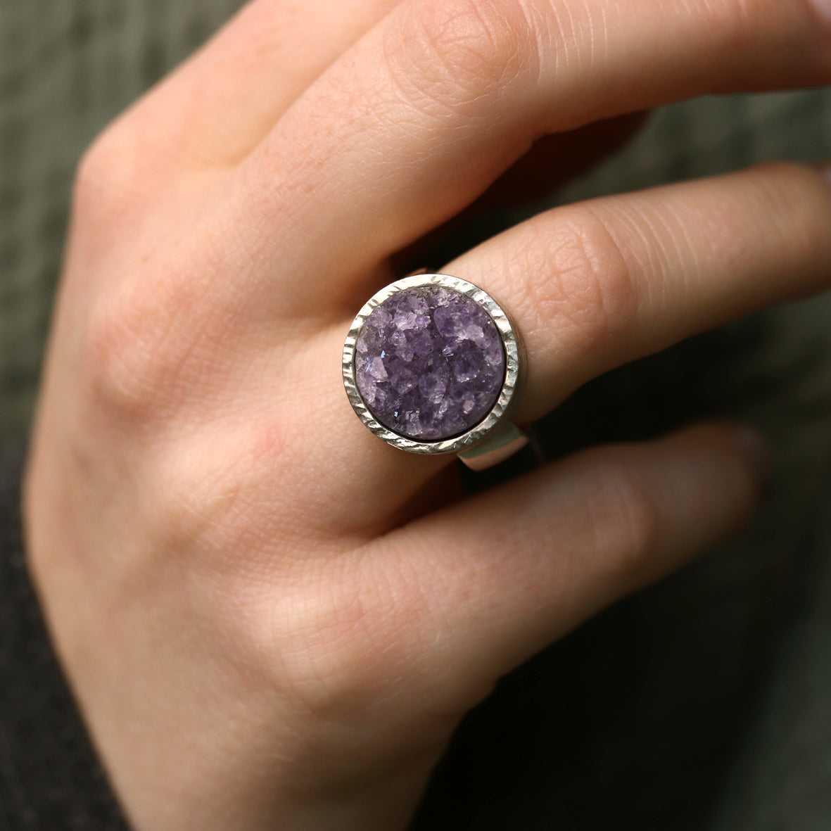 Amethyst-Kristall Ring