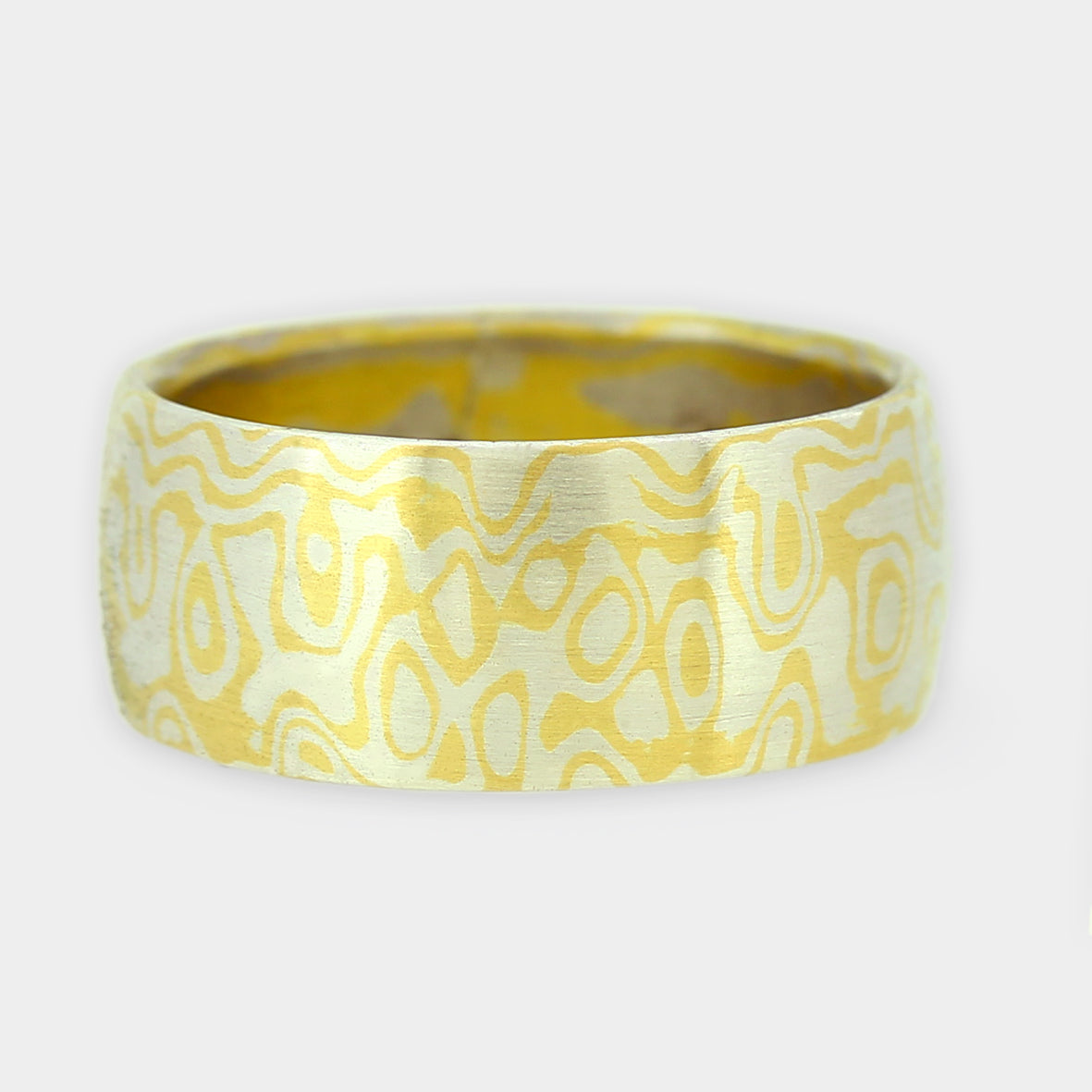 Mokume Gane Ring feines Augenmuster in Silber und Gold