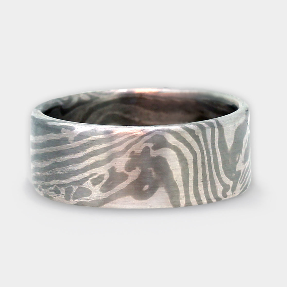 Mokume Gane Ring mit Wellen in Silber und Palladium