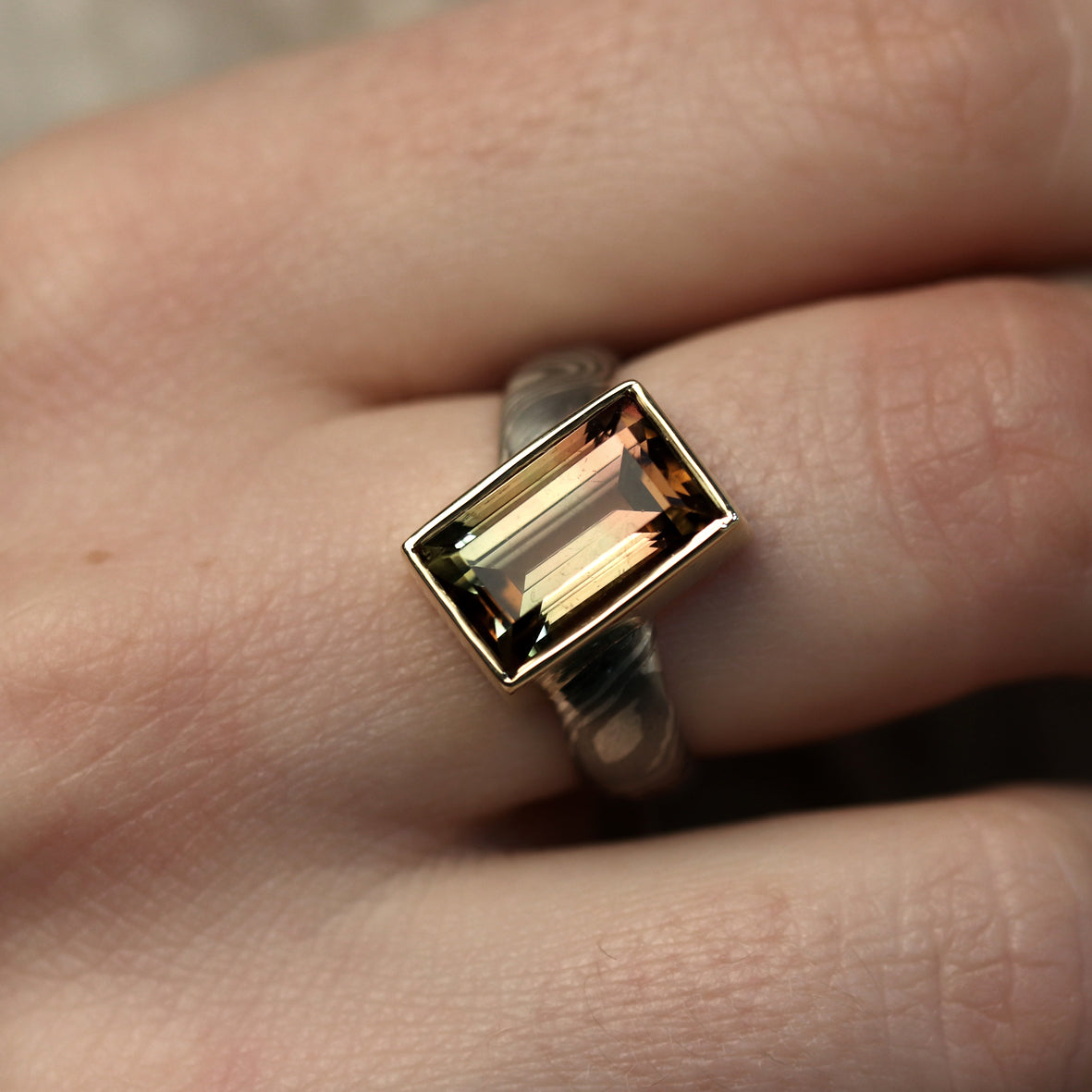 Mokume Gane Ring mit Turmalin