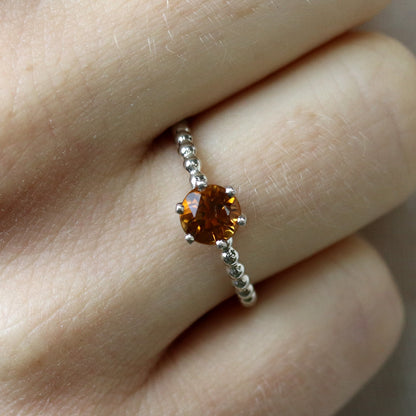 Silber Kugelring mit orangem Citrin