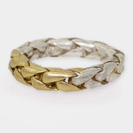 Zopfring aus Gelbgold und Silber