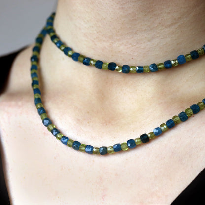 Lange Apatit-Peridot Kette