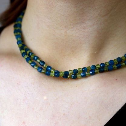 Lange Apatit-Peridot Kette