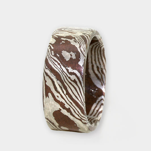 Mokume Gane Ring Wellen in Kupfer