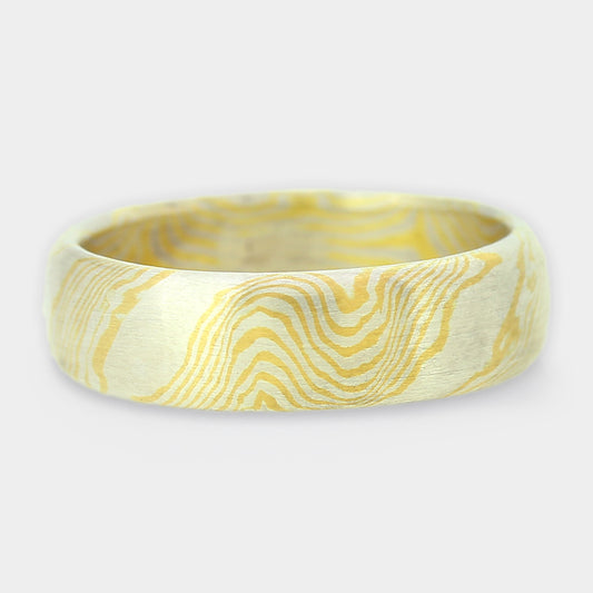 Mokume Gane Ring, Wellen und Linien in Silber und Gold