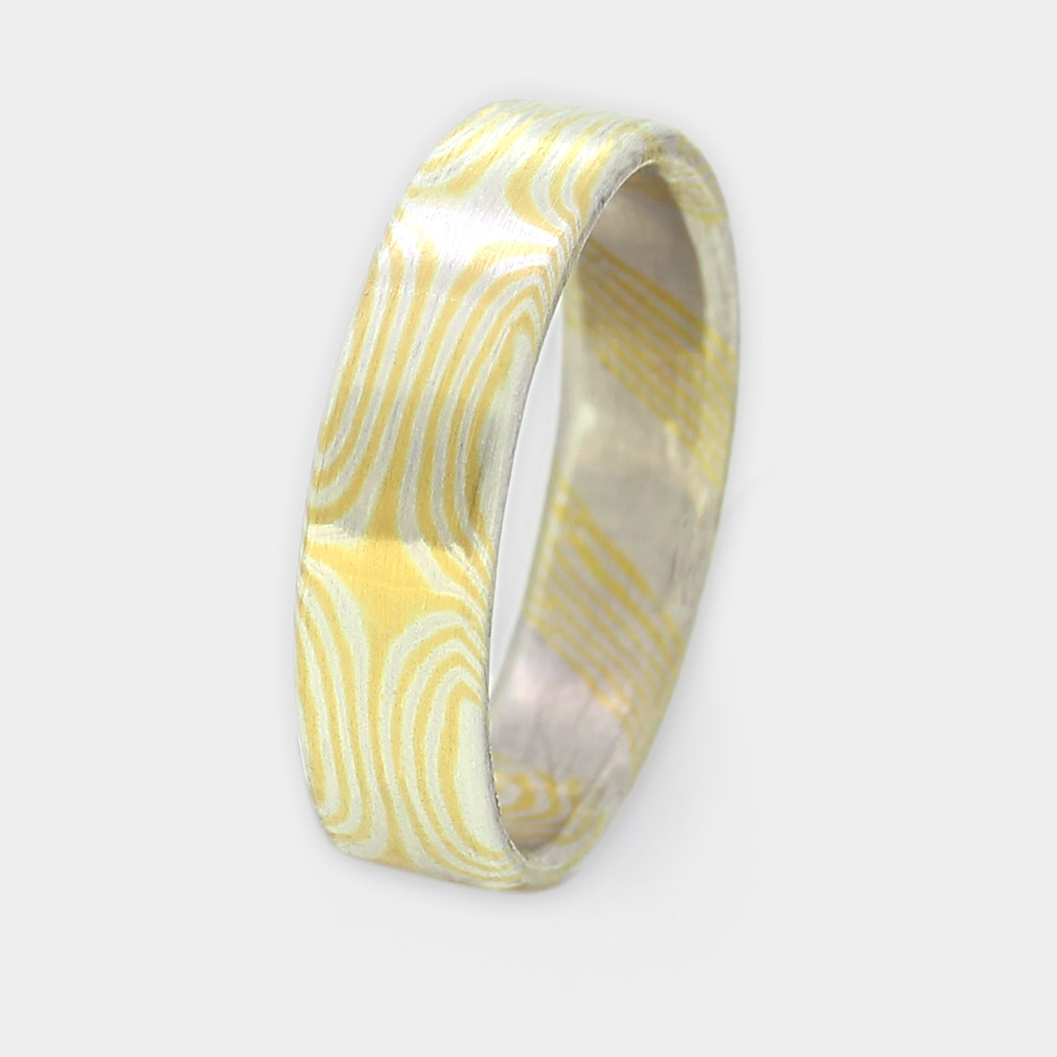 Mokume Gane Ring, Sterne in Silber und Gold