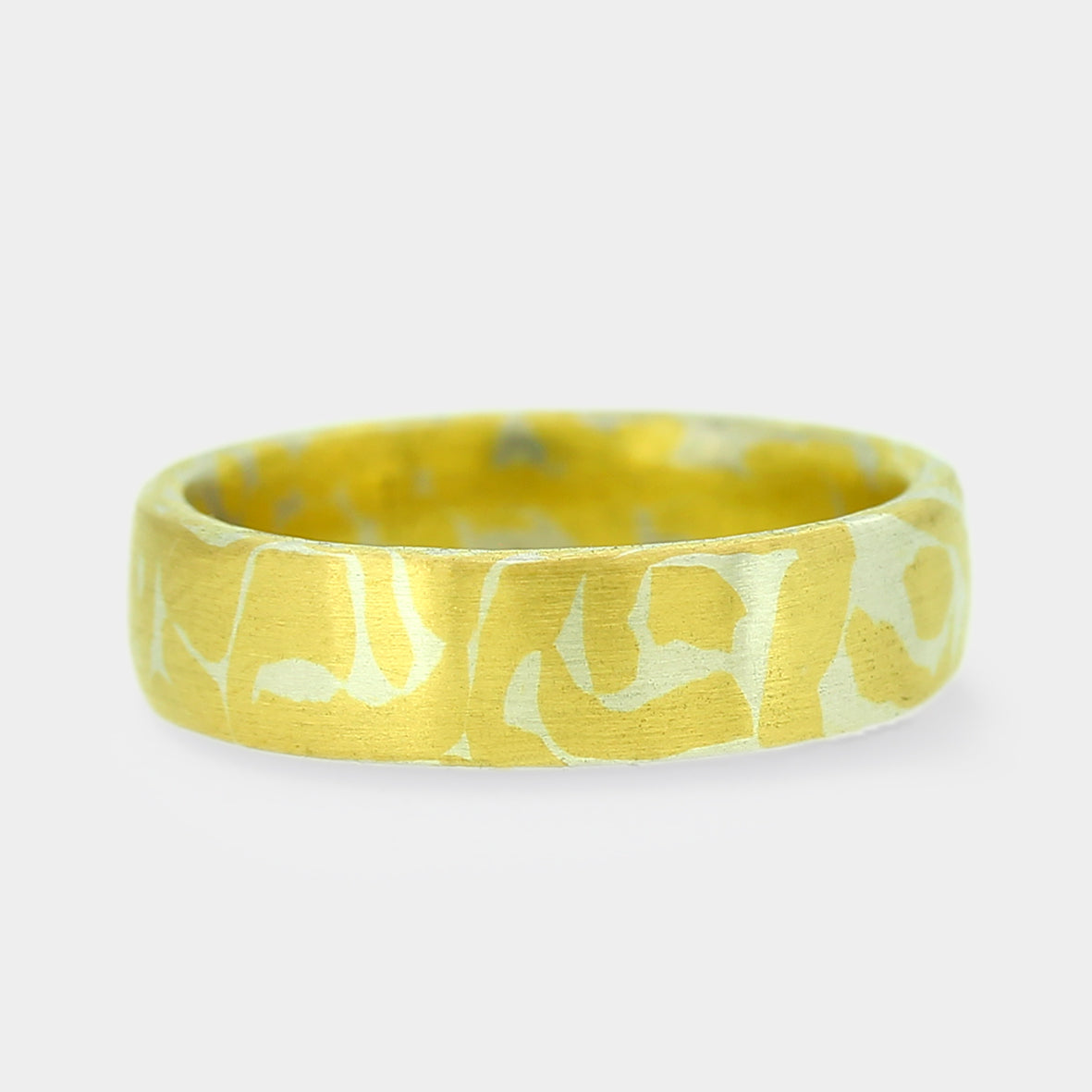 Mokume Gane Ring, Wabi Sabi Muster in Silber und Gold