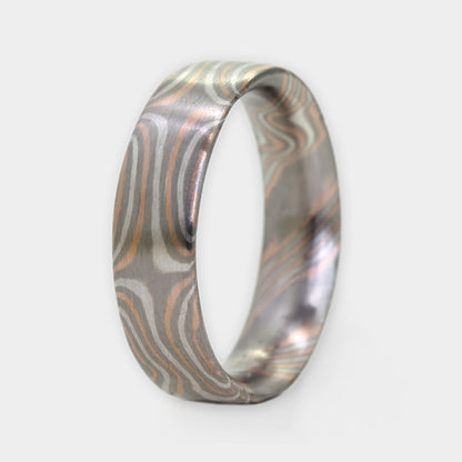 Mokume Gane Ring dreifarbig 6 Sterne