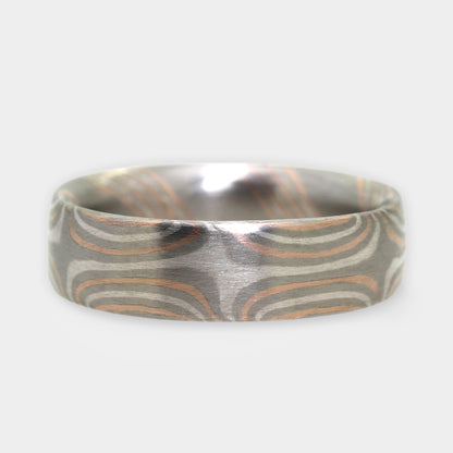 Mokume Gane Ring dreifarbig 6 Sterne