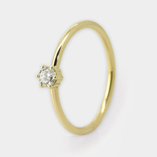Gelbgold Brillantring mit Krappenfassung