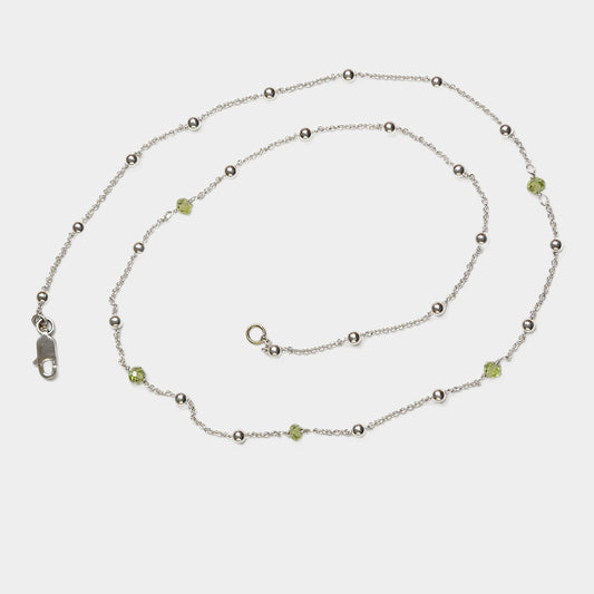 Silberne Ankerkette mit Peridot