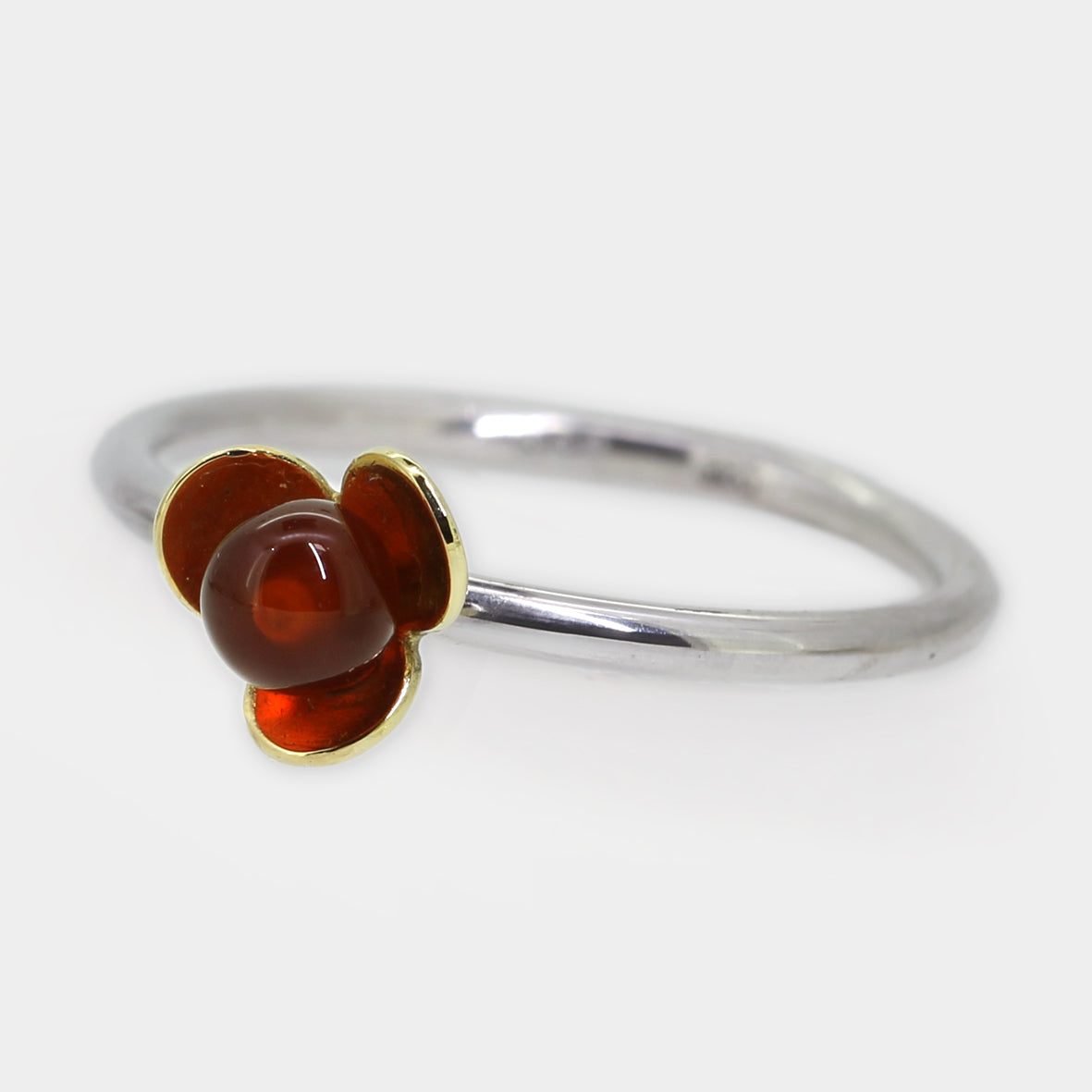 Silber Blümchen-Ring mit Karneol