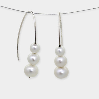 Perlohrhänger Silber mit je drei Perlen