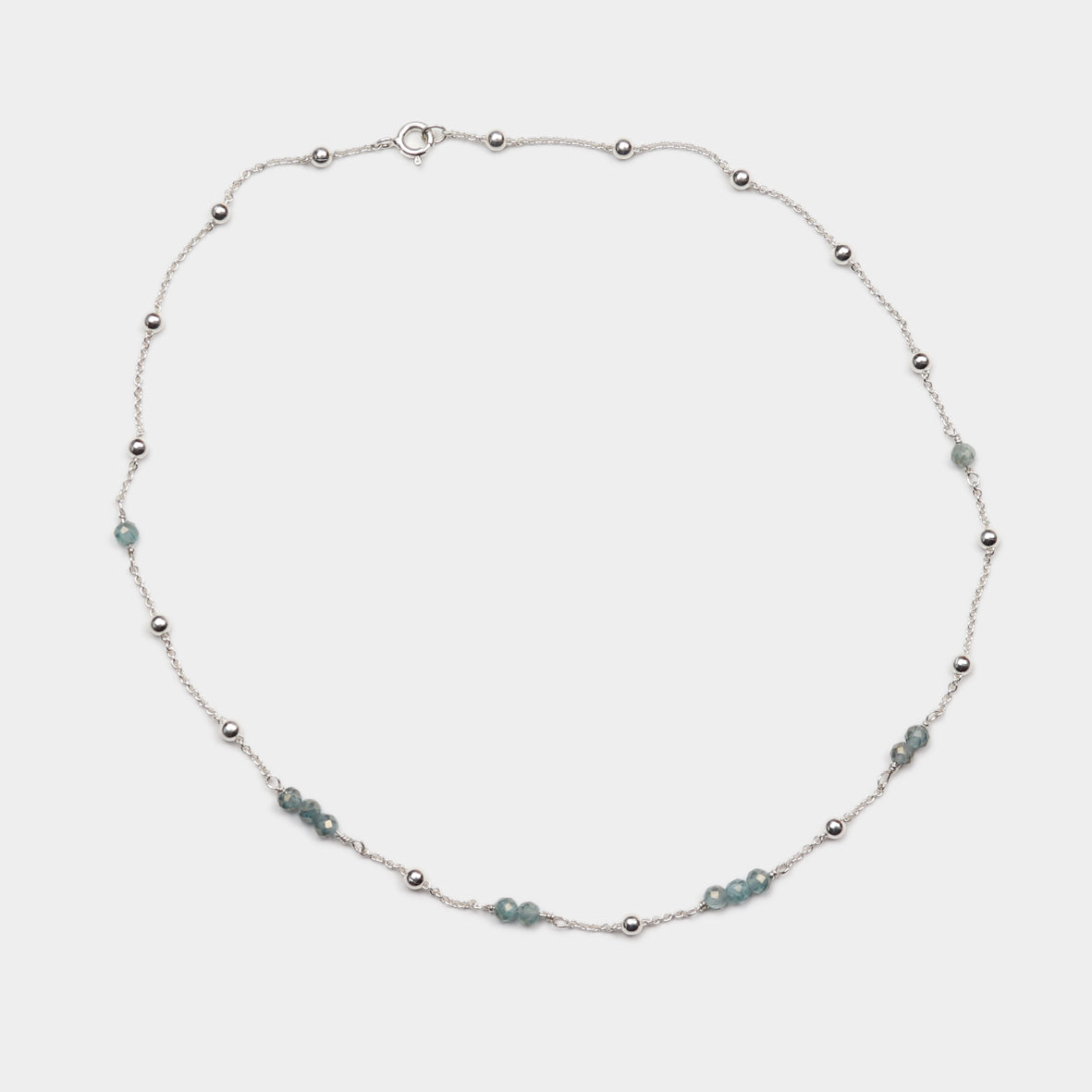 Silber Kugelkette mit Aquamarin