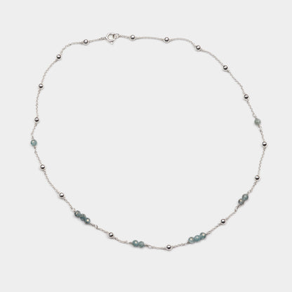 Silber Kugelkette mit Aquamarin