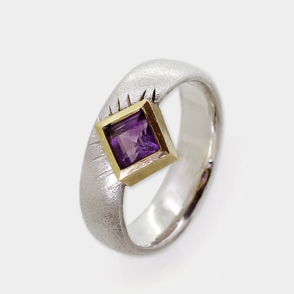 Silberring mit Amethyst "carré"