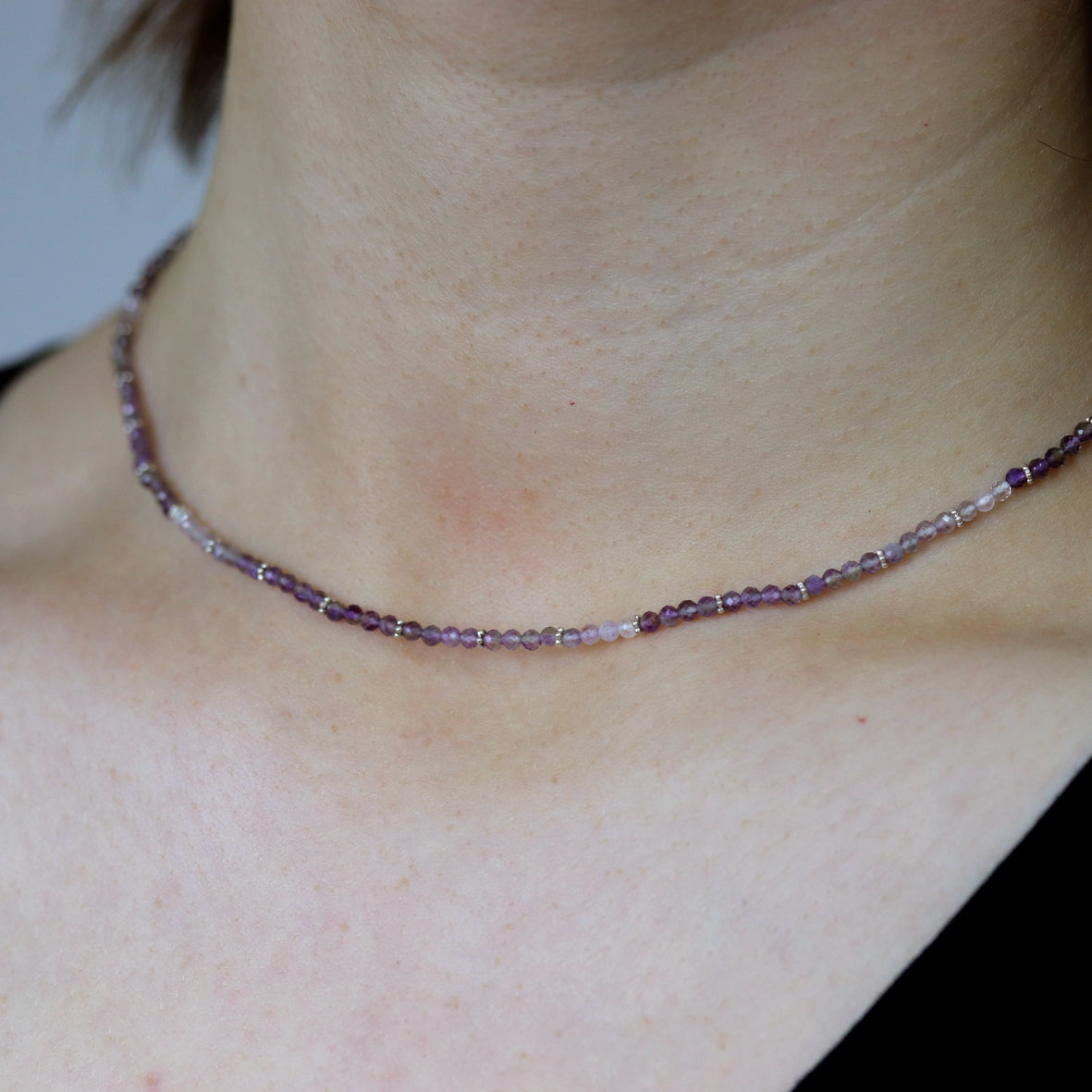 Amethystkette mit Perlen