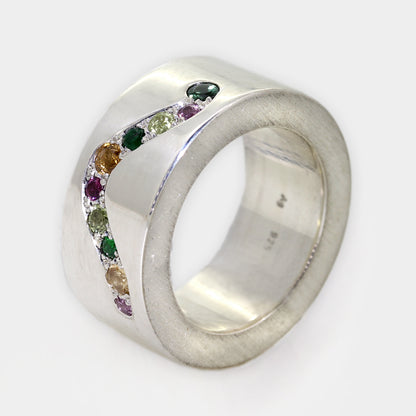 Silberring "Regenbogen-Welle"
