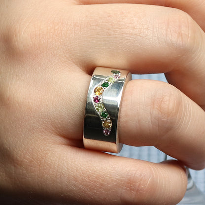 Silberring "Regenbogen-Welle"