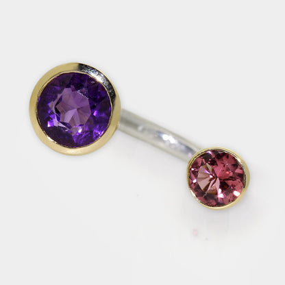 "U-Ring" mit Amethyst und Turmalin