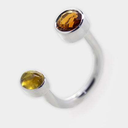 "U-Ring" mit Turmalin und Citrin