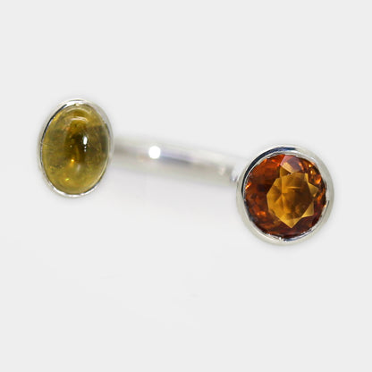 "U-Ring" mit Turmalin und Citrin