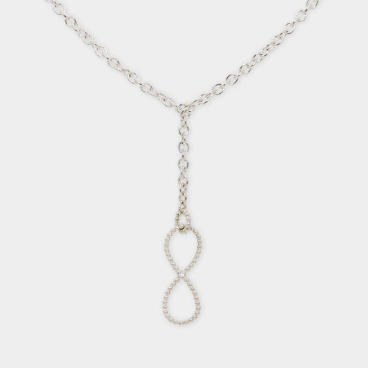 Silberne Y-Kette mit unendlichkeitszeichen