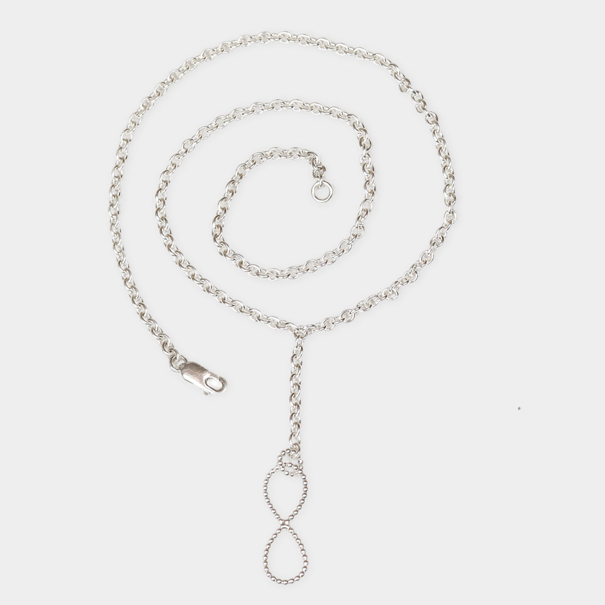 Silberne Y-Kette mit unendlichkeitszeichen