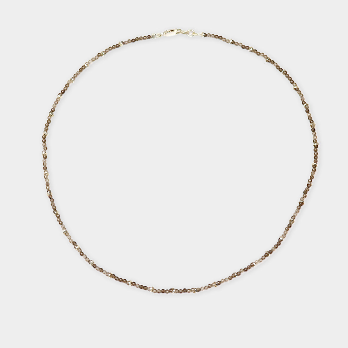 Rauchquarz Kette mit Silber Elementen