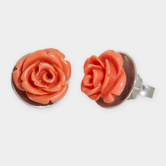 Silber Ohrstecker mit Korallenblumen