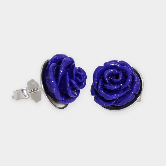 Silber Ohrstecker mit Lapisblumen