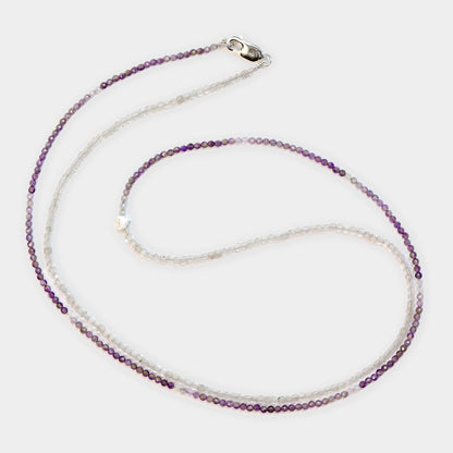 Lange Amethystkette mit Bergkristall