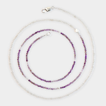 Lange Amethystkette mit Bergkristall