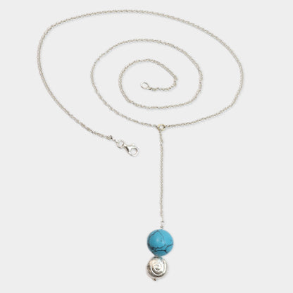 Silberne Y-Kette mit Türkis