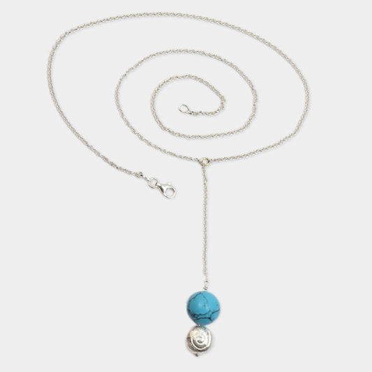 Silberne Y-Kette mit Türkis